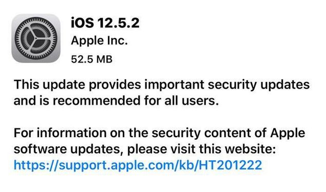 石龙镇苹果手机维修分享iOS12.5.2发布，建议所有老苹果用户安装 